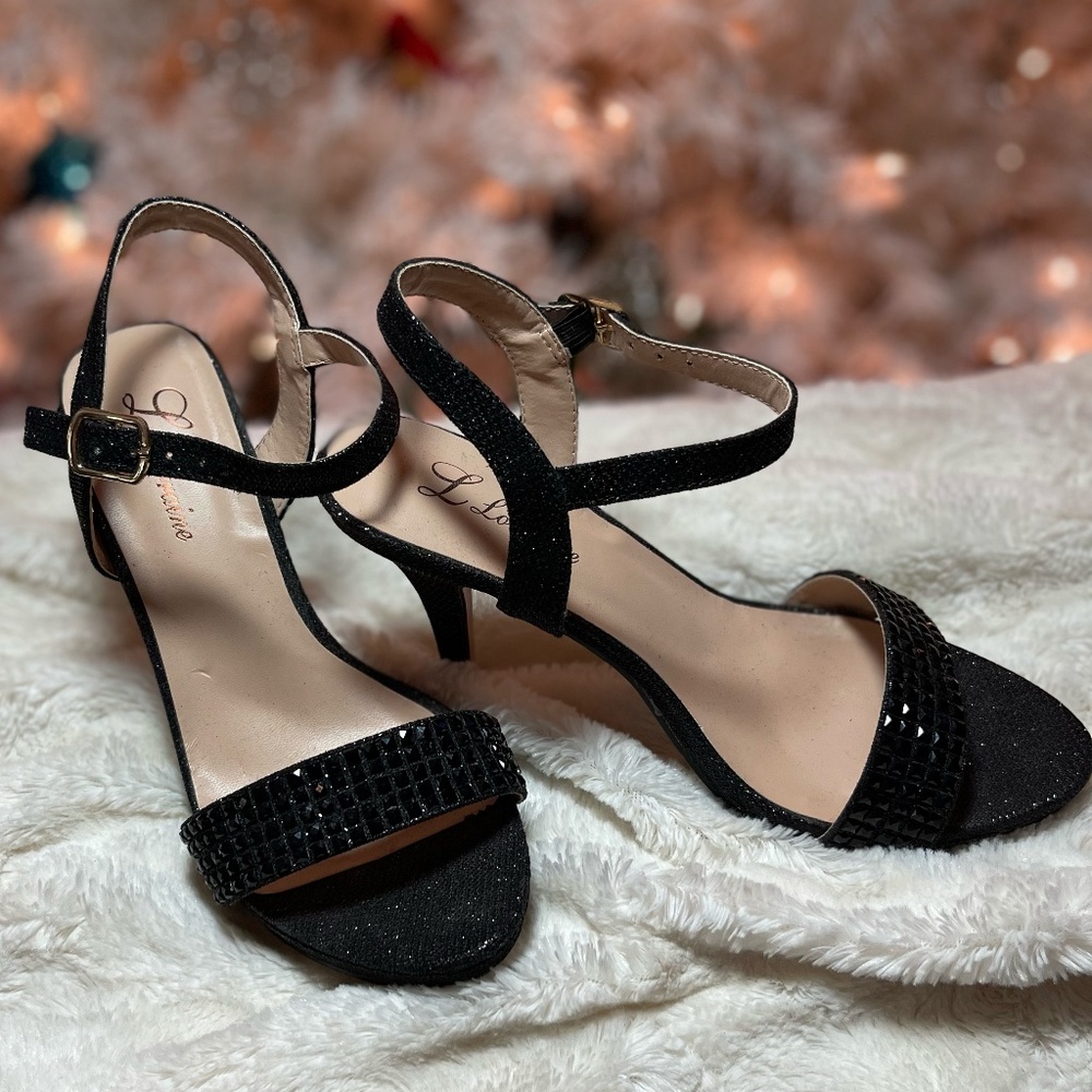 Lauren Lorraine Black Embellished Stiletto Heels